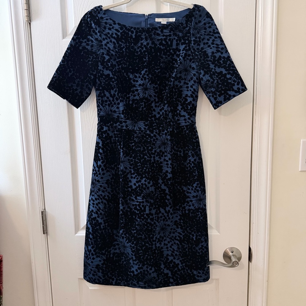 Boden Navy Blue Floral Velvet Sheath Dress